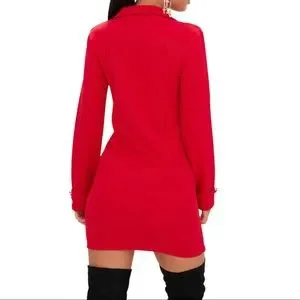 Dresses Red Gold Button Detail Blazer Dress Poshmark